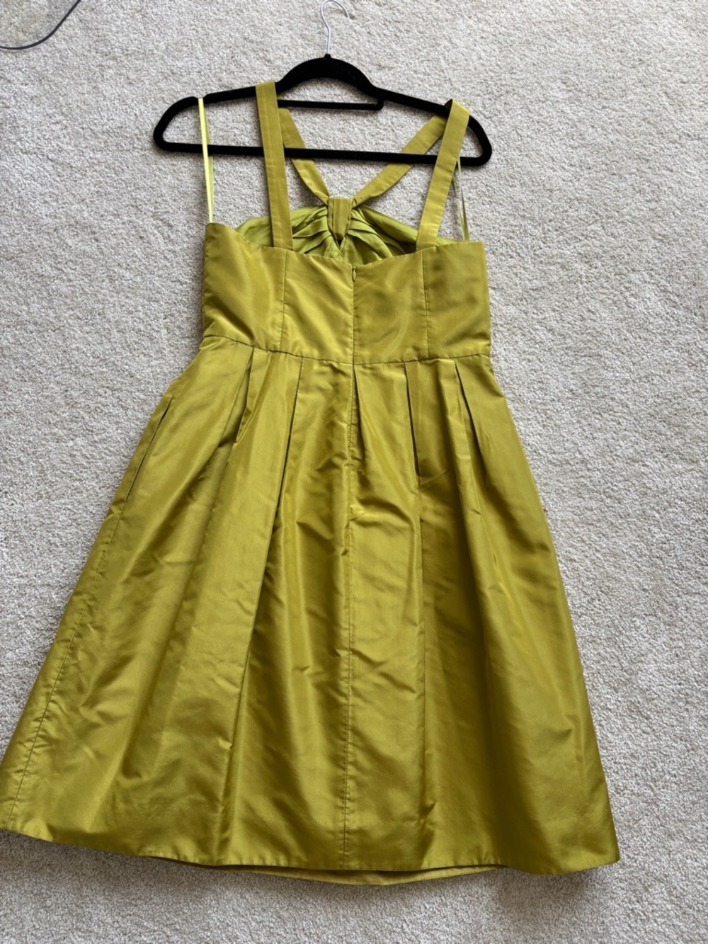 J.Crew 100% Silk Knot Front Cocktail Dress Size 8 Chartreuse Green Fit & Flare - Picture 8 of 12